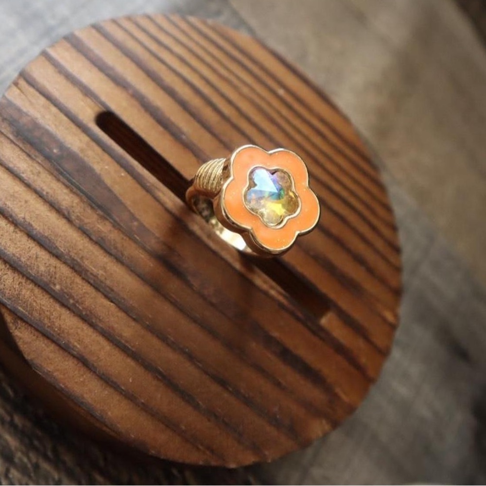 Orange flower statement y2k ring